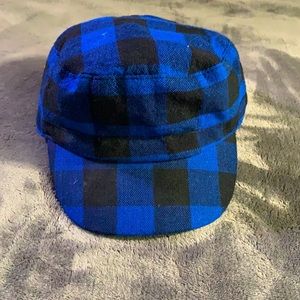 Royal Blue and Black Plaid Hat